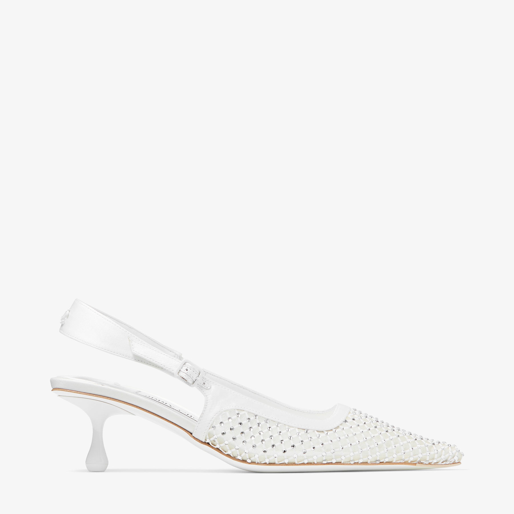 Jimmy Choo Scarpe Con Tacco Amel 50 In Rete Decorata Donna In White