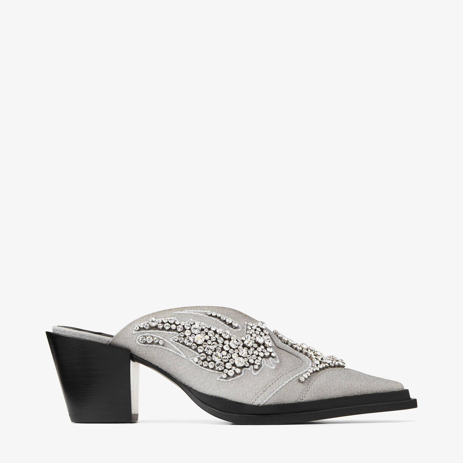 Shop Jimmy Choo Cece Mule Ii 60 In Silver Mix