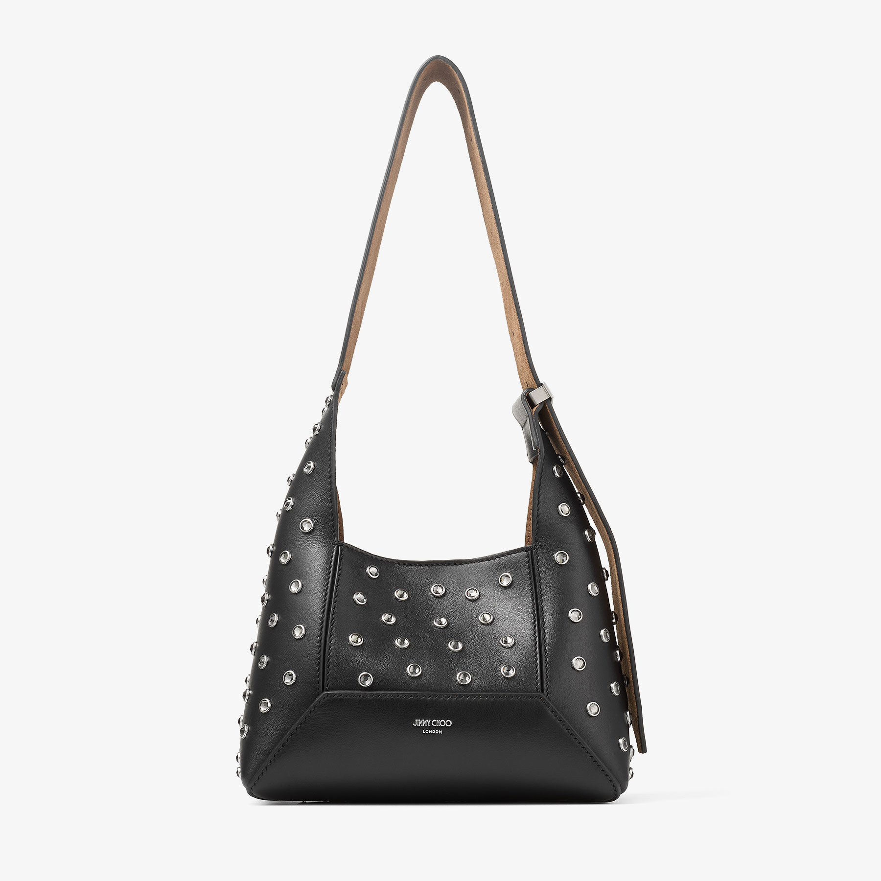 Jimmy Choo Diamond Hobo/s In Black/smoke/antique Silver