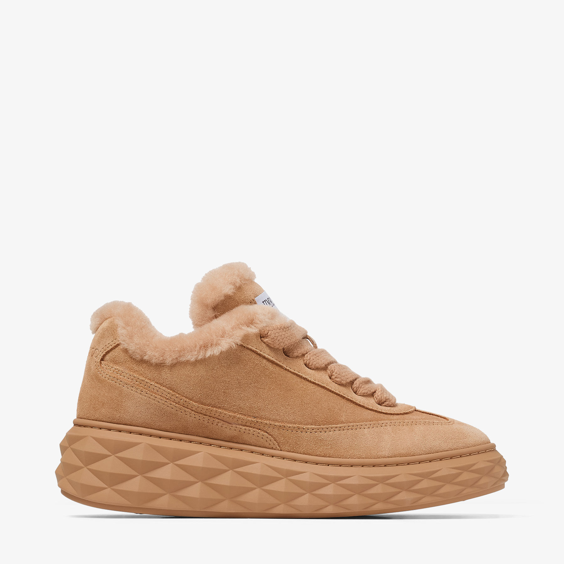 Jimmy Choo Diamond Maxi Retro Suede-shearling Sneakers In Brown