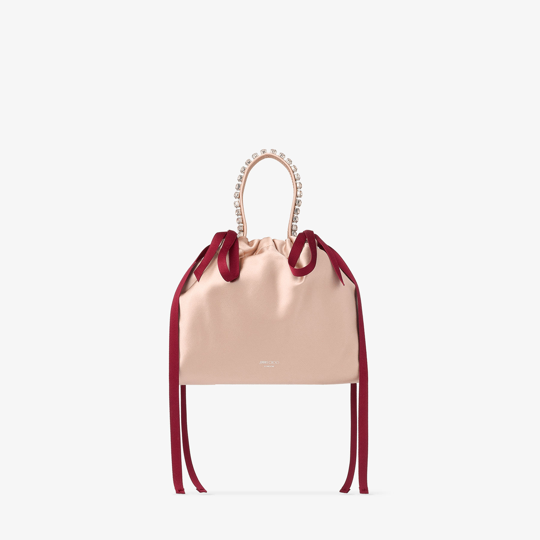 Jimmy Choo Crystal-detail Drawstring Bucket Bag In Pink