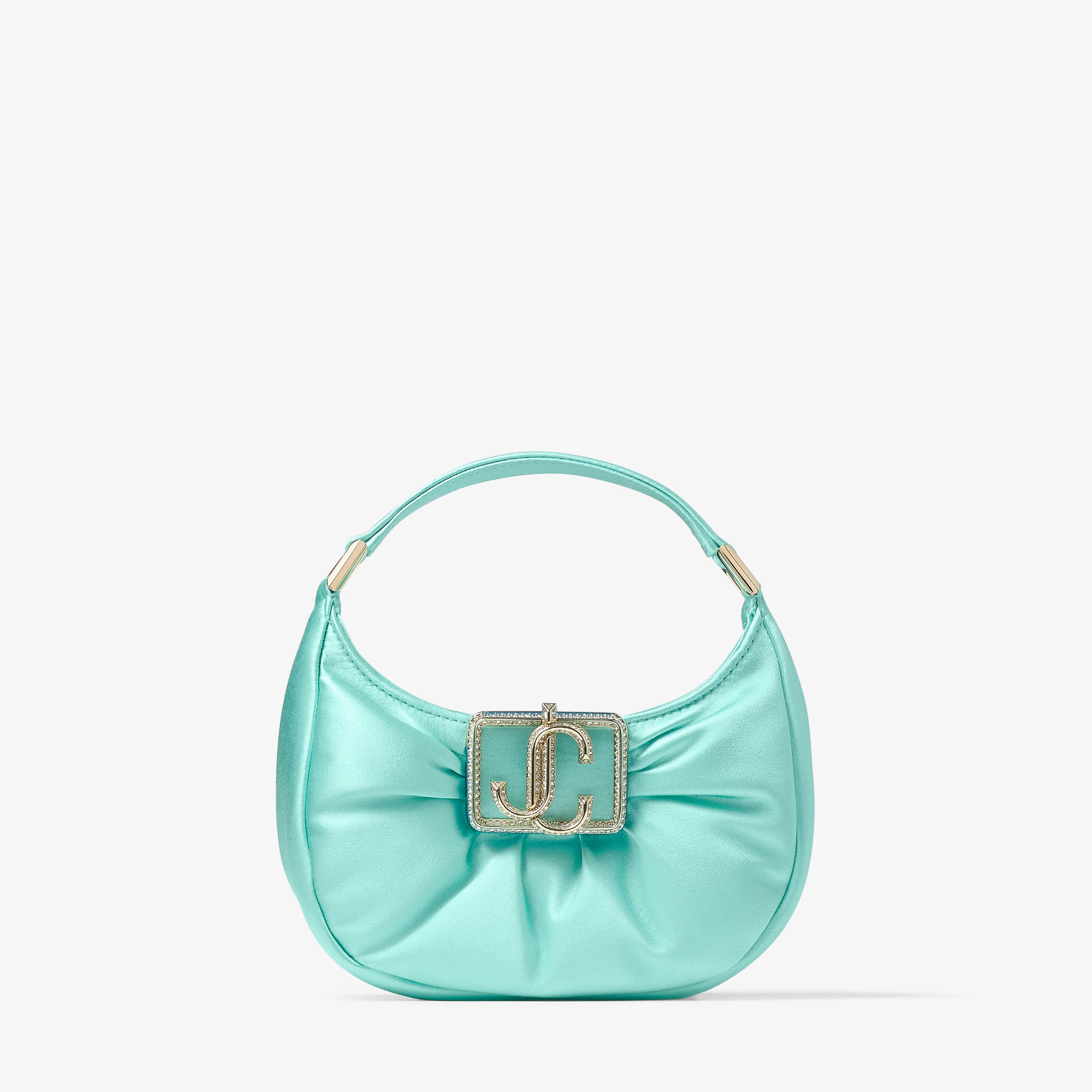 Shop Jimmy Choo Edie Hobo Mini In Aqua Green/light Gold