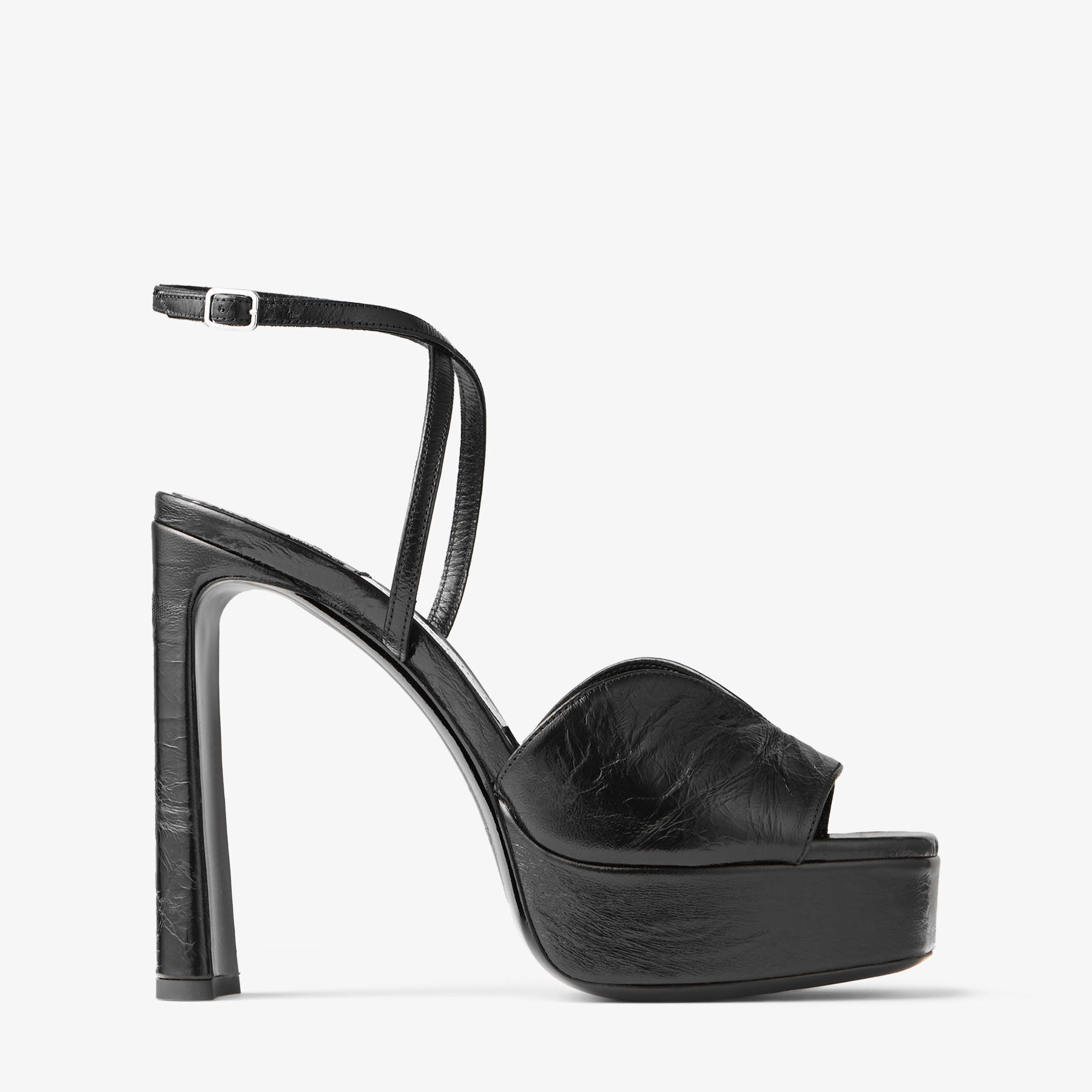 Jimmy Choo Karli 125 Leather Platform Sandals In Black