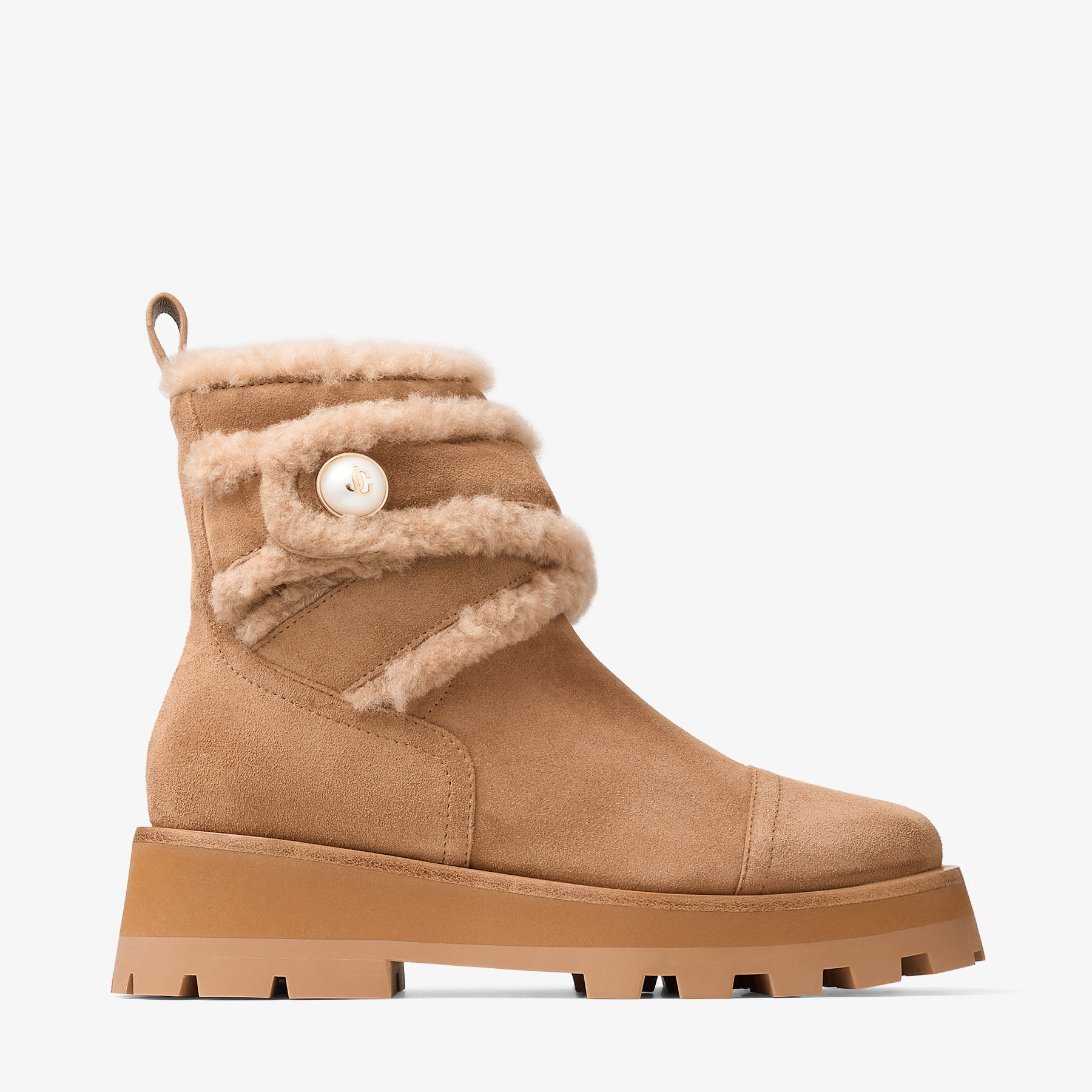 Jimmy Choo Meena Suede And Shearling Zip Ankle Boots In Brown