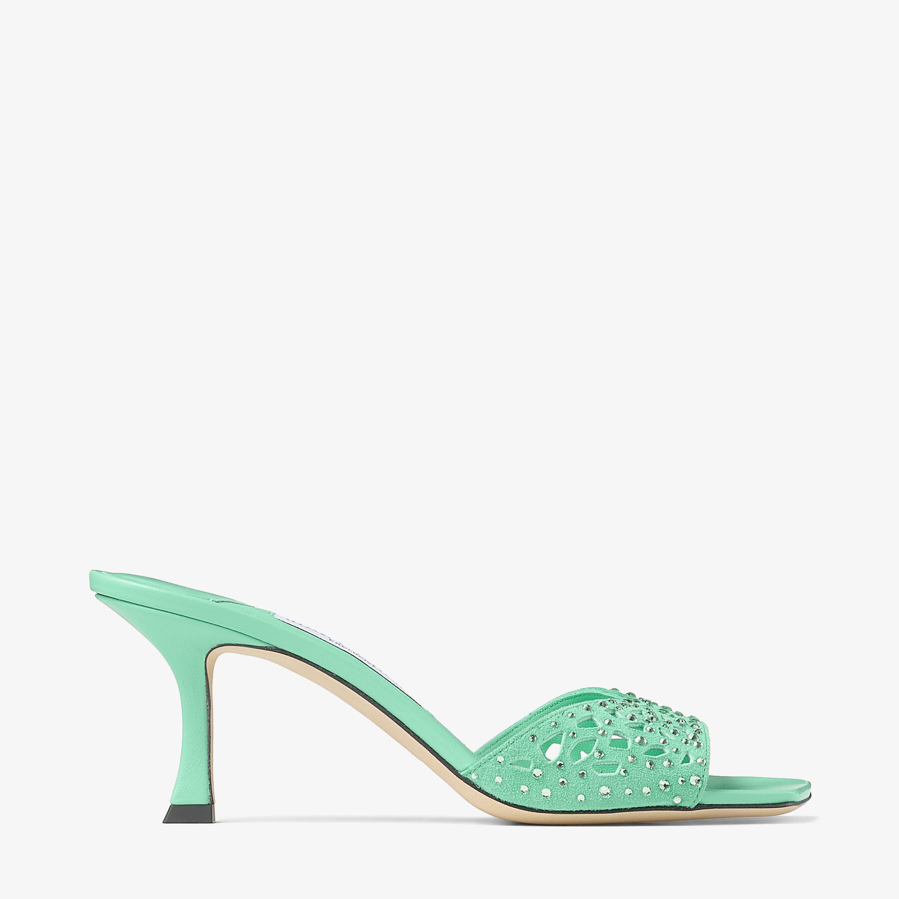 Jimmy Choo Skye 70 Leather Embellished Mules In Green