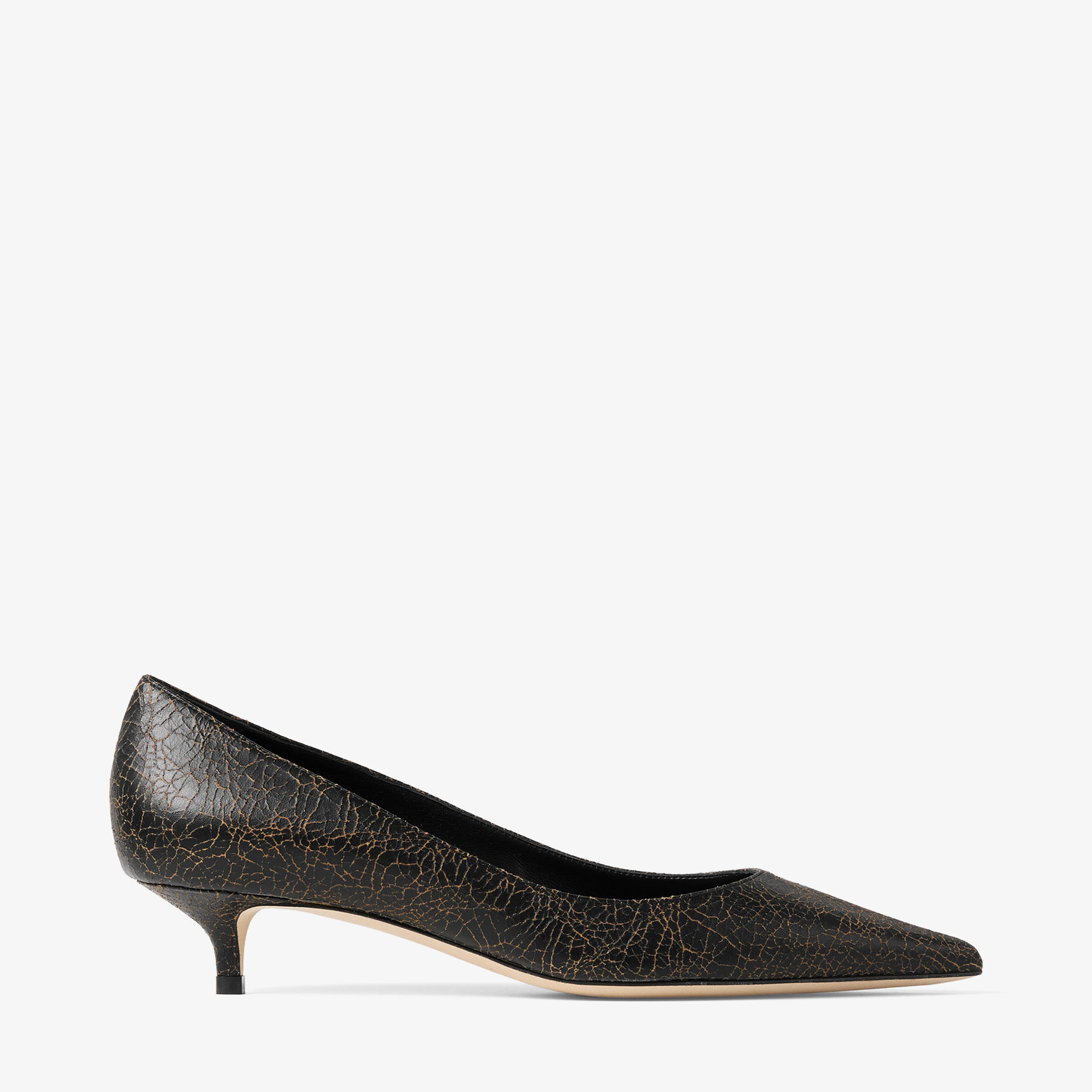 Jimmy Choo Amelia Black And Toffee Crackled Leather Pumps