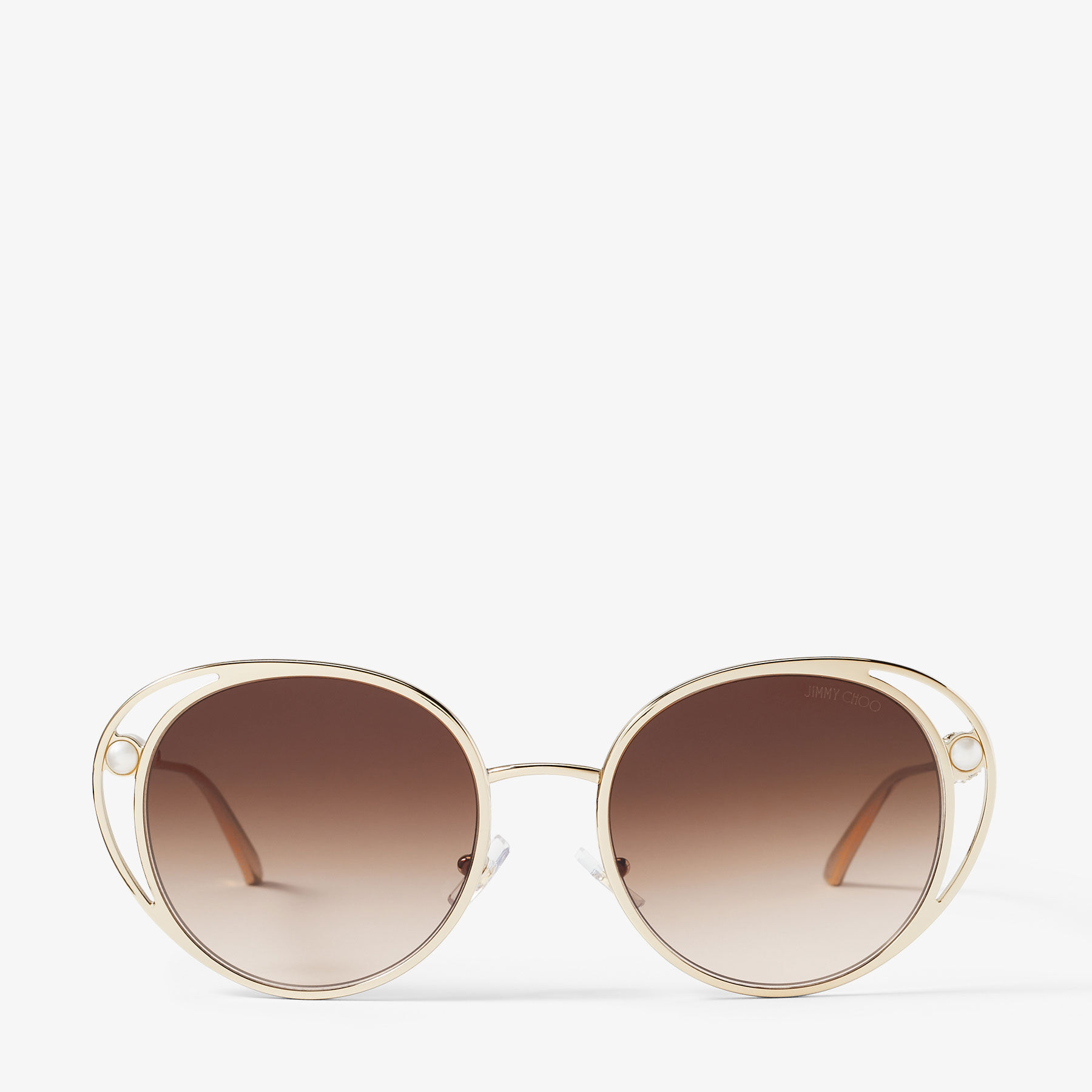 Jimmy Choo Angela Round-frame Sunglasses In E13 Gradient Brown