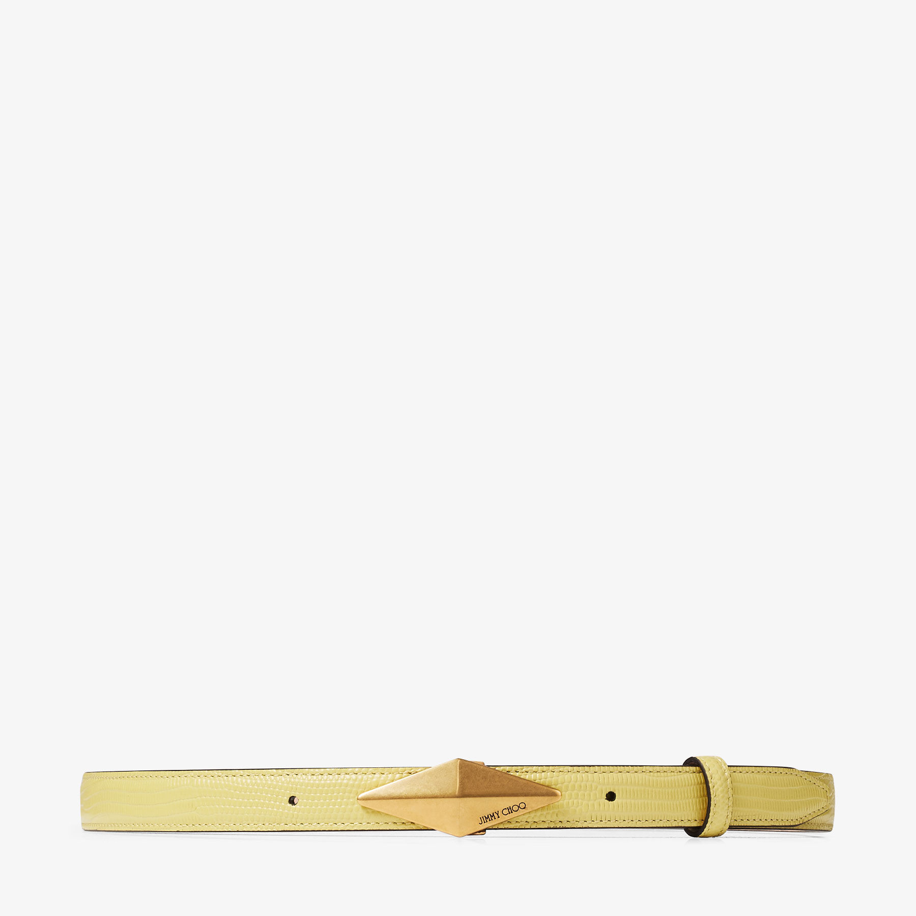 Jimmy Choo Diamond Clasp Belt In Sunbleached Yellow/gold