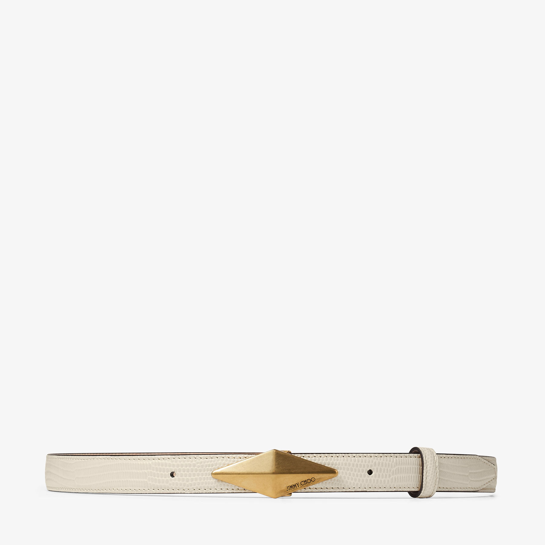 Shop Jimmy Choo Diamond Clasp Belt In Bamboo/gold