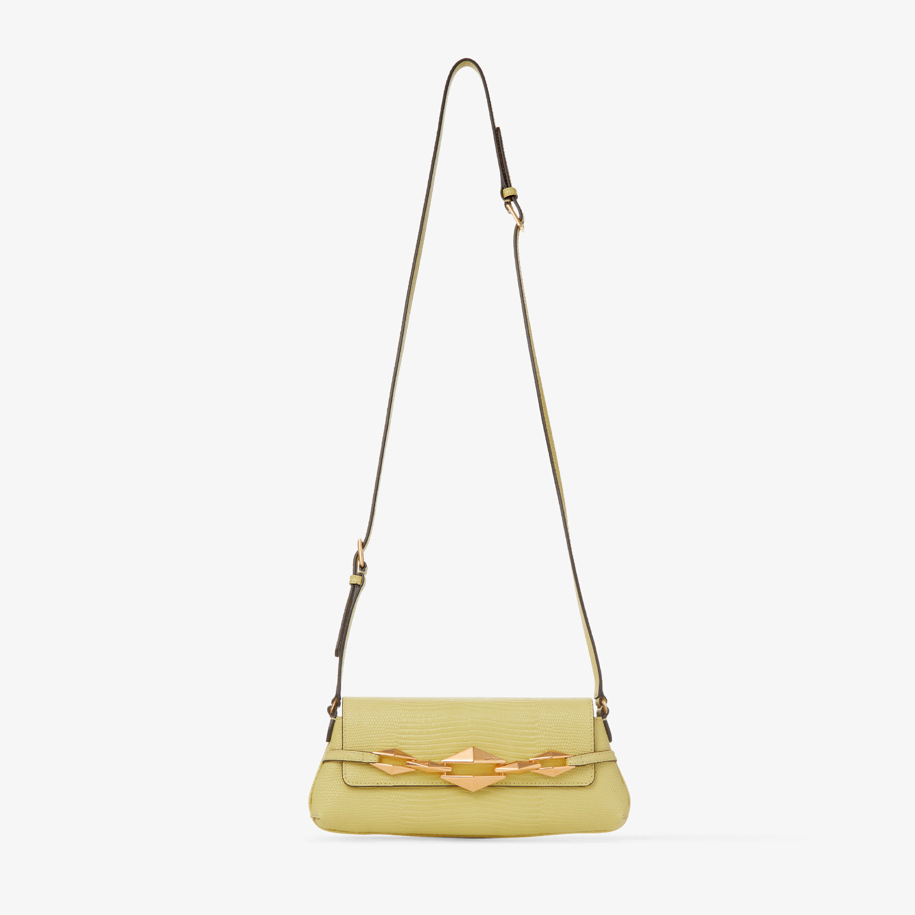 Shop Jimmy Choo Diamond Shoulder East-west S In Sunbleached Yellow/gold