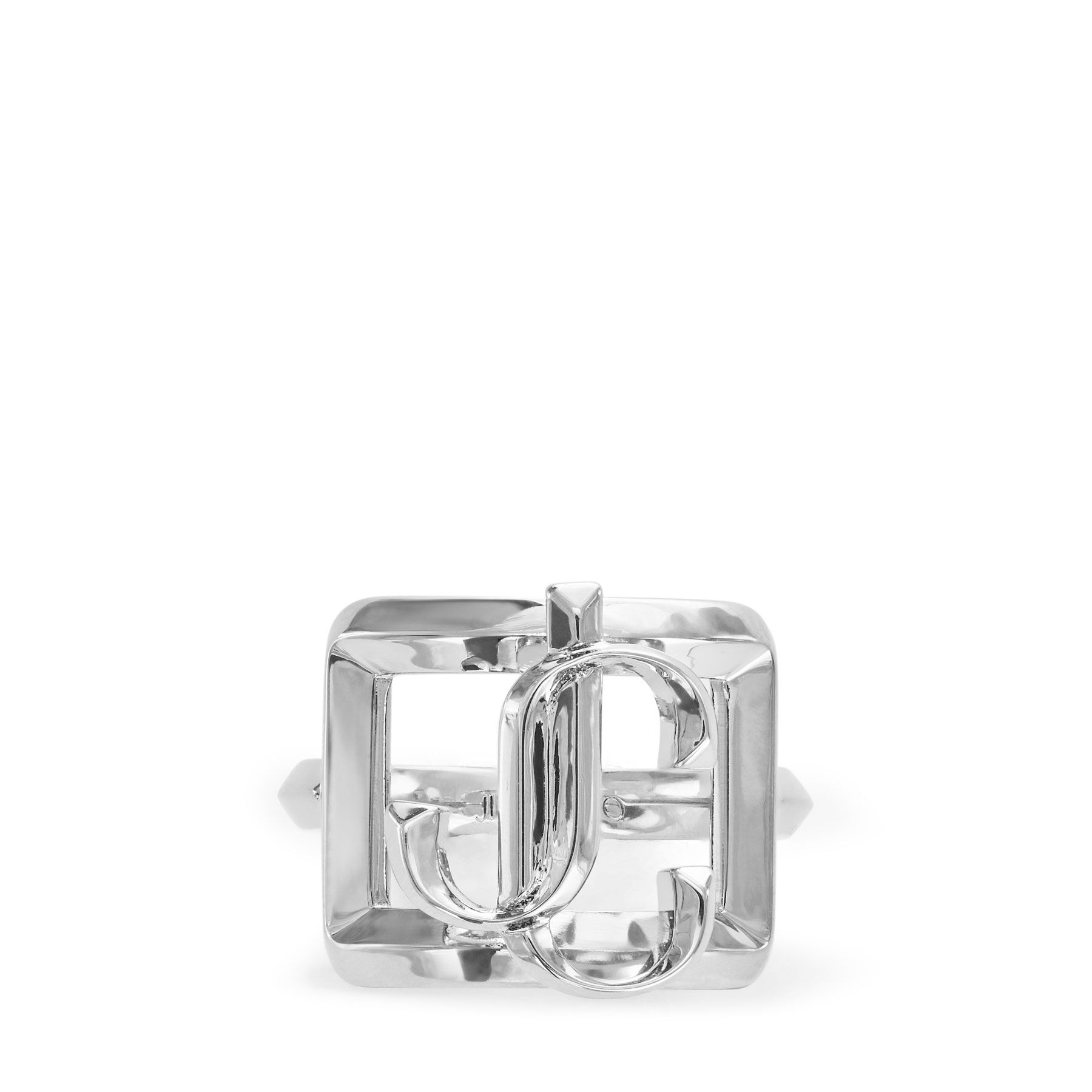 Jimmy Choo Square Jc Slim Ring In Silver