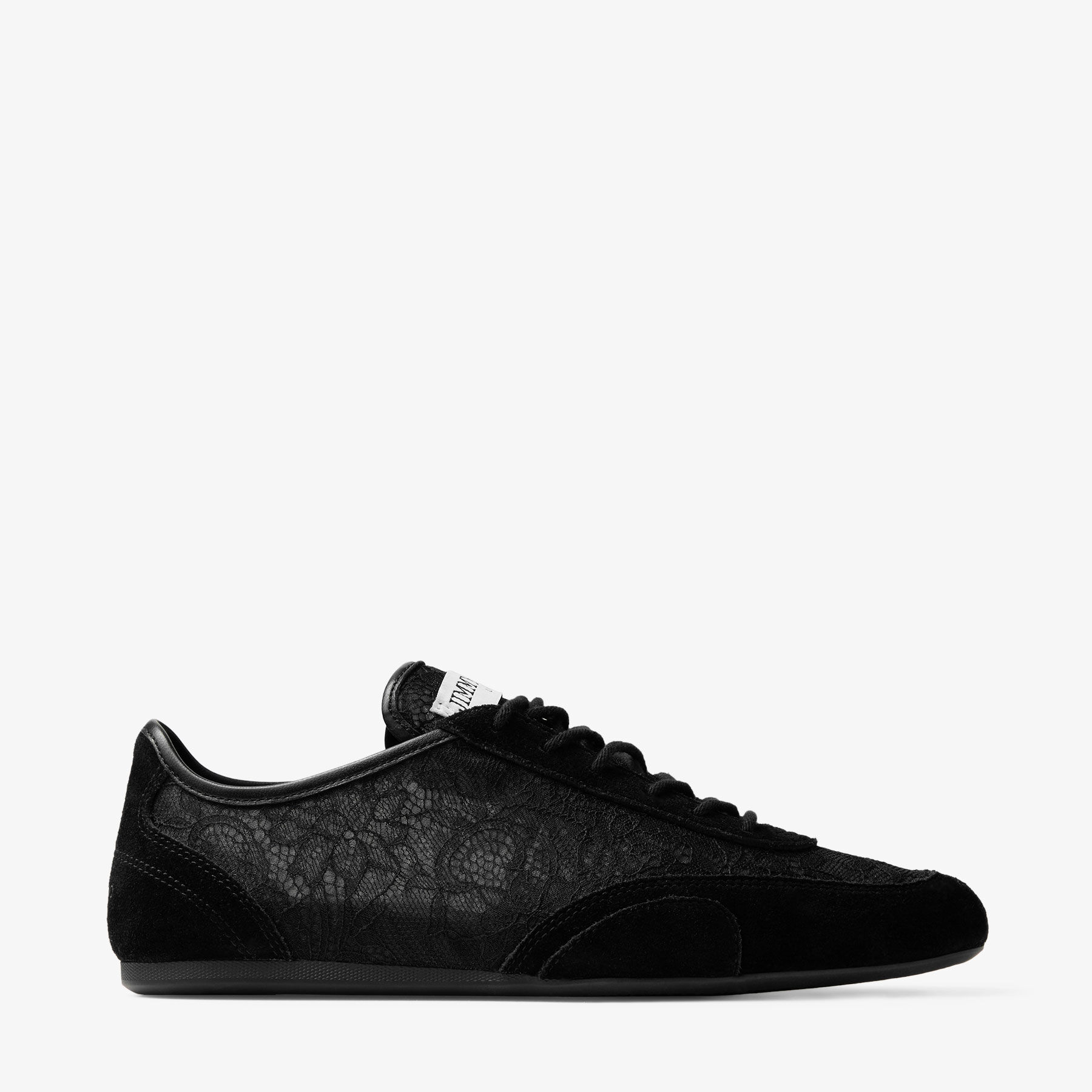 Jimmy Choo Sunny Leather-trimmed Suede And Lace Sneakers In Black