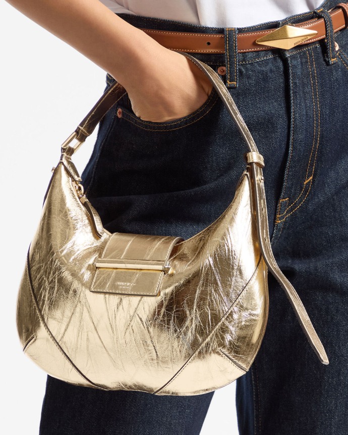 バッグ Jimmy Choo archive design shoulder bag Diamond Hobo/S | Silver Vintage Metallic Leather Shoulder