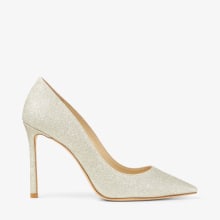 Platinum Ice Dusty Glitter Pointy Toe Pumps Romy 100 Cruise 17 JIMMY CHOO