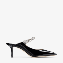 Bing 65 | Black Patent Leather Mules with Crystal Strap | JIMMY CHOO