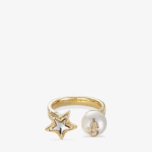 Gold-Finish Metal Ring with Crystal Star and Pearl | JC Star Pearl 