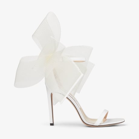 Latte Sandals with Asymmetric Grosgrain Mesh Fascinator Bows | AVELINE 100|  Pre Fall 19 | JIMMY CHOO
