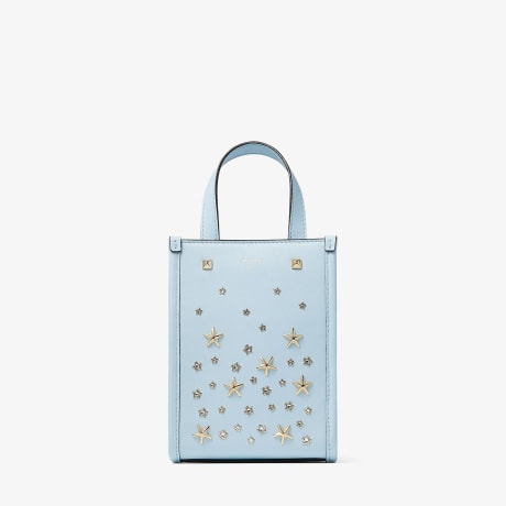 Mini N/S Tote | クリスタル スタースタッズ付き Ice Blue カーフ 