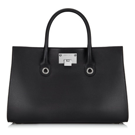 Black Smooth Leather and Suede Tote Bag Riley Pre Fall 14 JIMMY CHOO