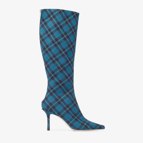 Plaid high heel boots clearance