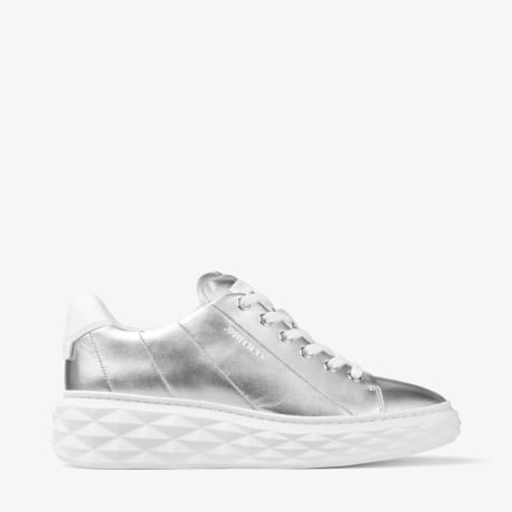 Sneaker aus silbernem Nappaleder in Metallic Optik mit Plateausohle DIAMOND LIGHT MAXI F Sommerkollektion 2022 JIMMY CHOO