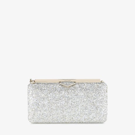 Champagne Coarse Glitter Fabric Clutch Bag ELLIPSE Pre Fall 19 JIMMY CHOO