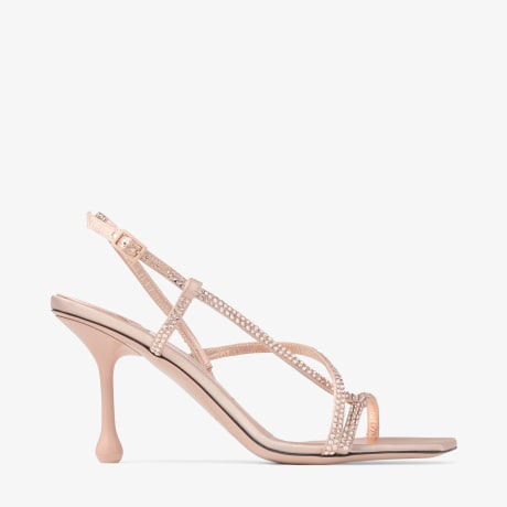 Etana 80 | Macaron Satin Crystal Sandals | JIMMY CHOO