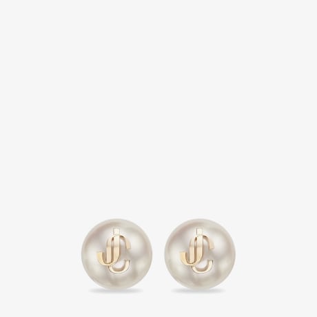 Gold-Finish Metal JC Pearl Stud Earrings | JC Pearl Studs