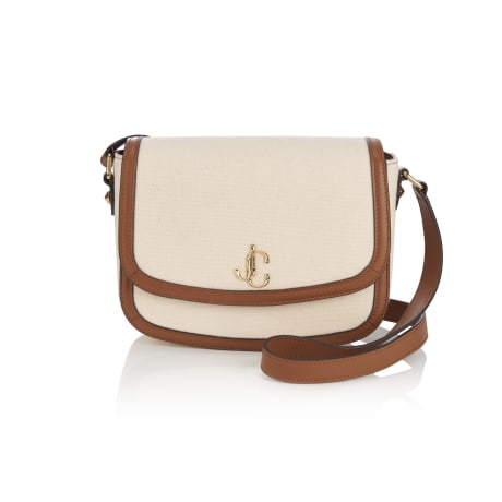 JC Satchel M Ecru Canvas Satchel Bag New Collection JIMMY CHOO