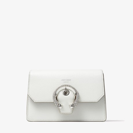 Latte Goat Leather Crossbody Bag with Swarovski Crystal Buckle MADELINE CROSSBODY Spring Summer 2021 JIMMY CHOO
