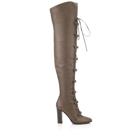 Taupe Grey Leather Over the Knee Boots Maloy 95 Autumn Winter 16 JIMMY CHOO NZ
