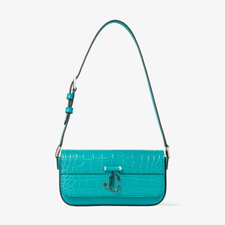 AVENUE MINI SHLDR | Peacock Croc-Embossed Leather Mini Shoulder Bag |  Autumn Collection | JIMMY CHOO