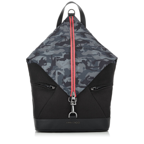 Grey Mix Nylon Leather and Net Backpack Fitzroy Cruise 15 Men s JIMMY CHOO
