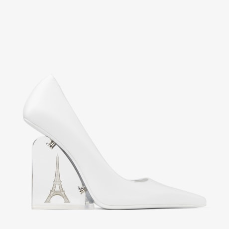 JIMMY CHOO/ JEAN PAUL GAULTIER WEDGE | Optical White Calf Leather Wedge |JIMMY  CHOO / JEAN PAUL GAULTIER