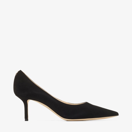 Black Suede Pointed pumps with JC Emblem | LOVE 65 - Jimmy Choo