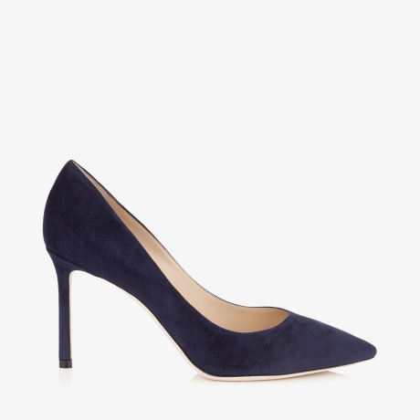 Navy Suede Pointy Toe Pumps | Romy 85 | Pre Fall 16 | JIMMY CHOO