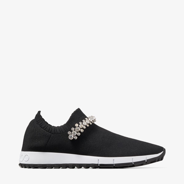 Sneaker aus schwarzem Strickstoff mit Kristallen VERONA Fruhjahrs Sommerkollektion 2023 JIMMY CHOO UK