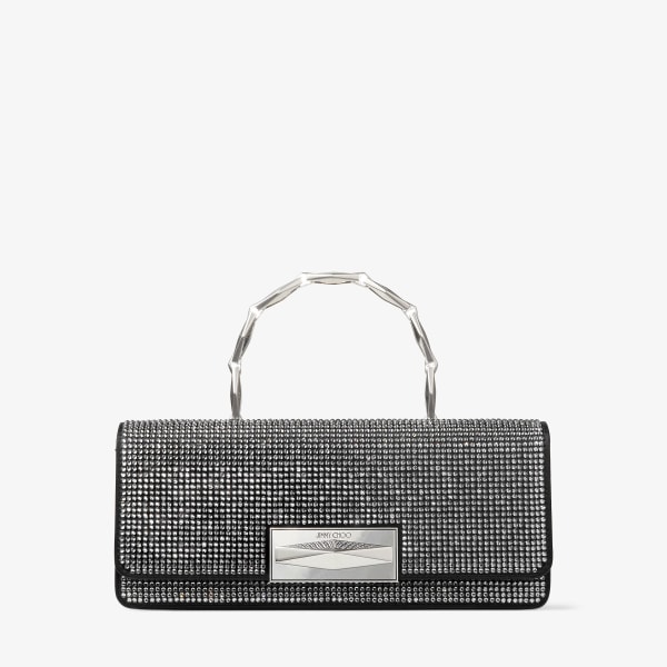 Diamond Chain Top Handle Black Crystal Top Handle Bag JIMMY CHOO
