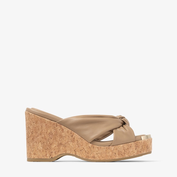 Jimmy Choo Anise 85 leather wedge sandals - ShopStyle