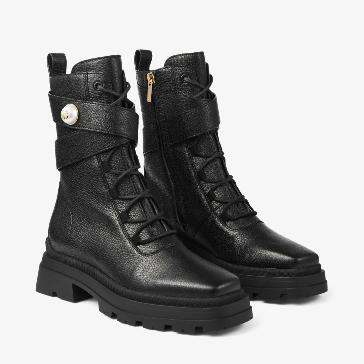 Women s Designer Boots Black Leather Boots JIMMY CHOO