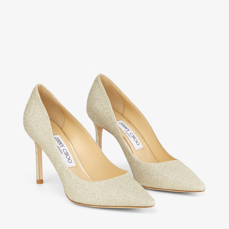 Jimmy Choo Golden Peep Toe Pumps