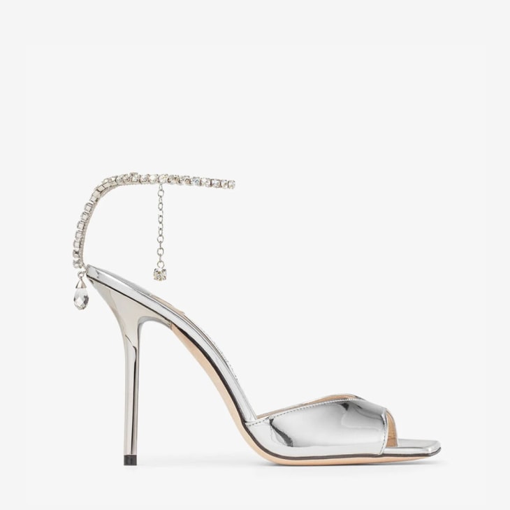 JIMMY CHOO: Azia sandals in cracklè laminated leather - Champagne | Jimmy  Choo heeled sandals AZIA95GLE online at GIGLIO.COM