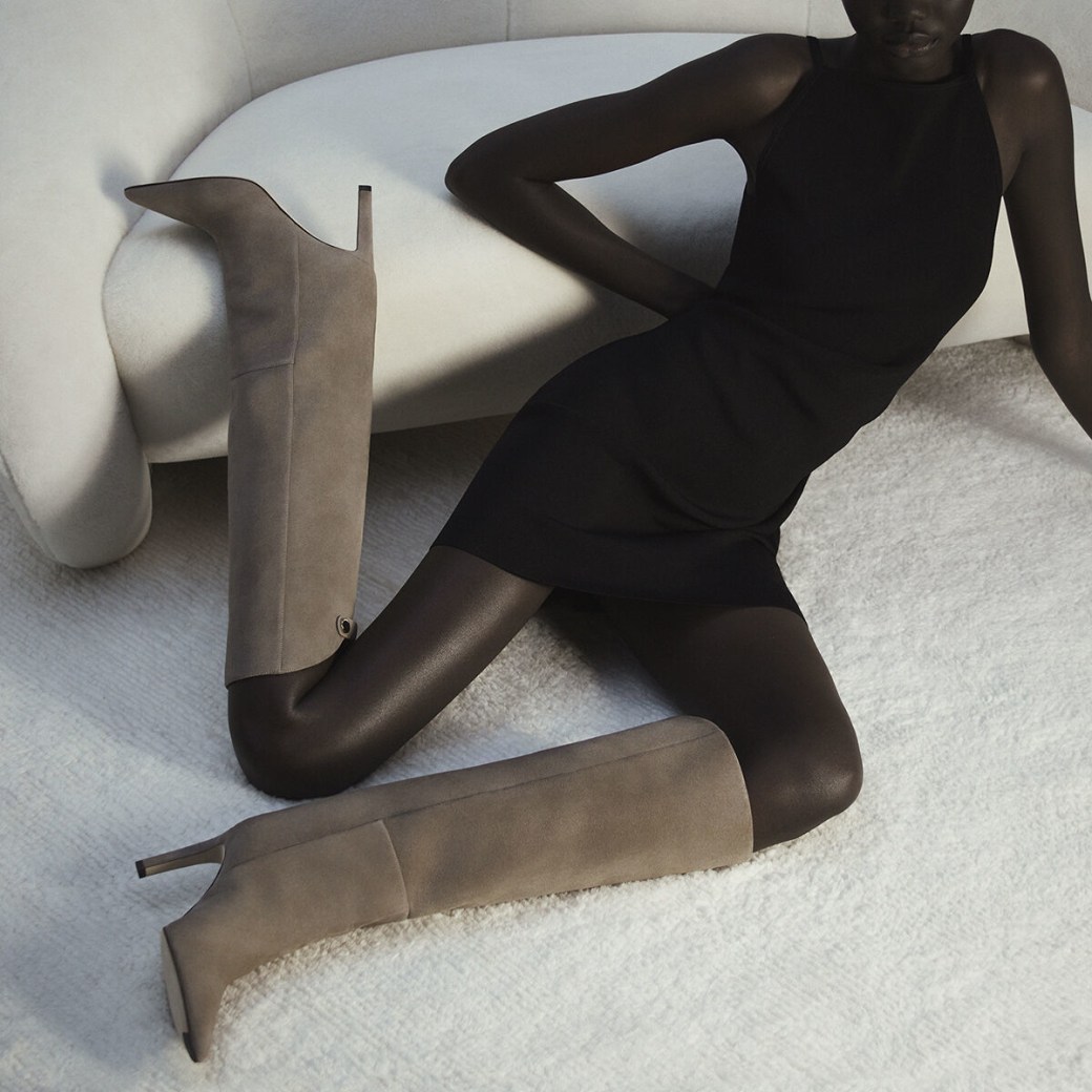 ALIZZE KB 85 Taupe Suede Knee High Boots Autumn Collection
