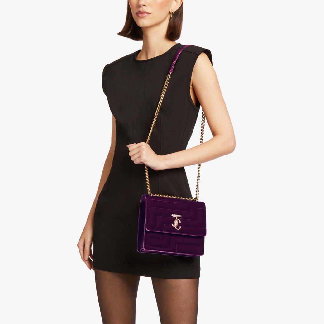 AVENUE QUAD Boysenberry Avenue Velvet Shoulder Bag with Crystal