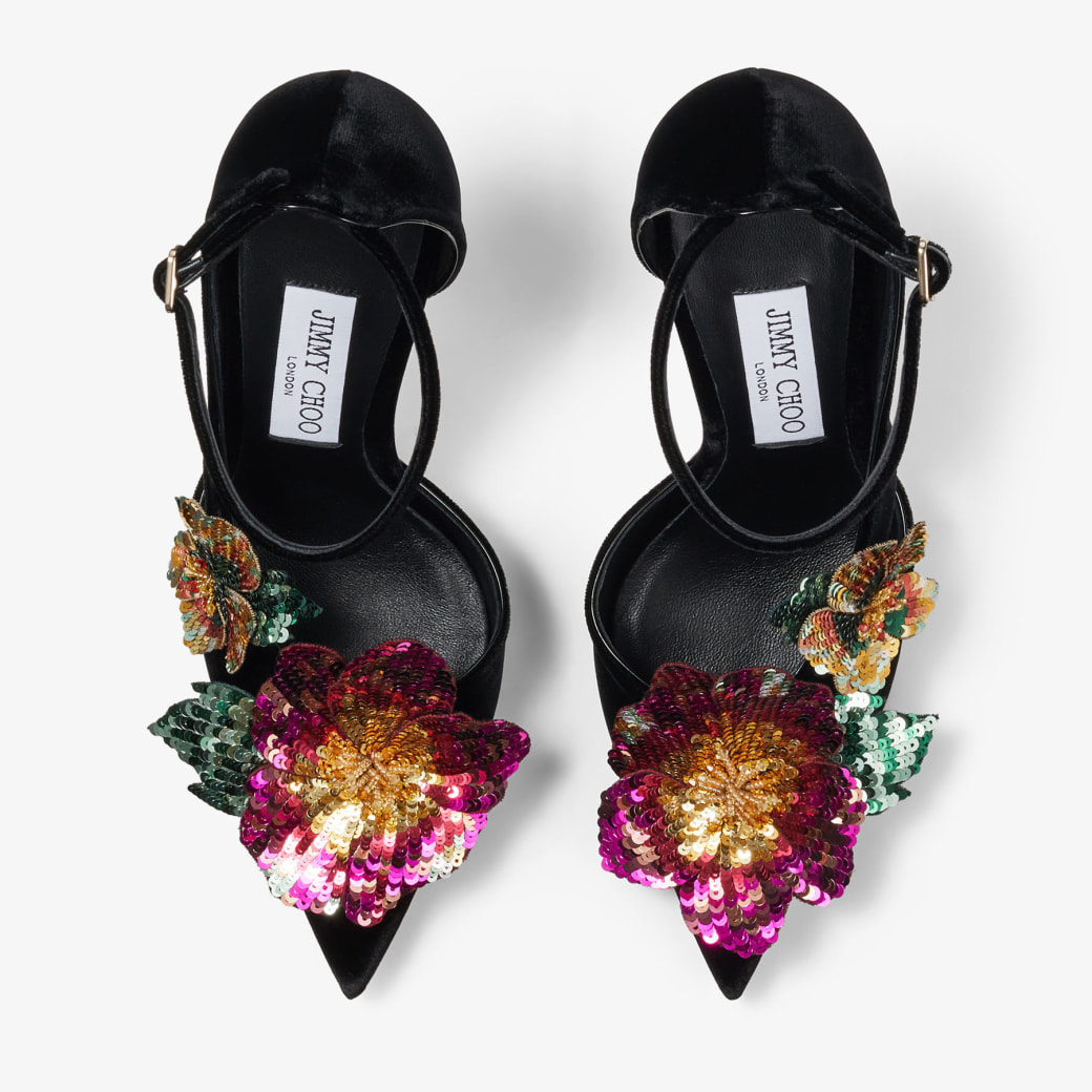 Black sale floral pumps