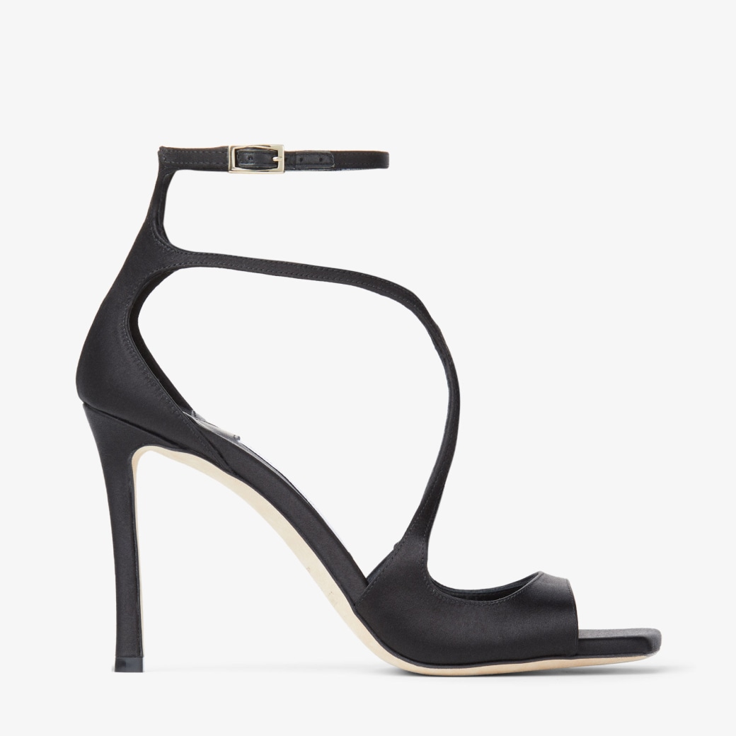 Black top satin sandals