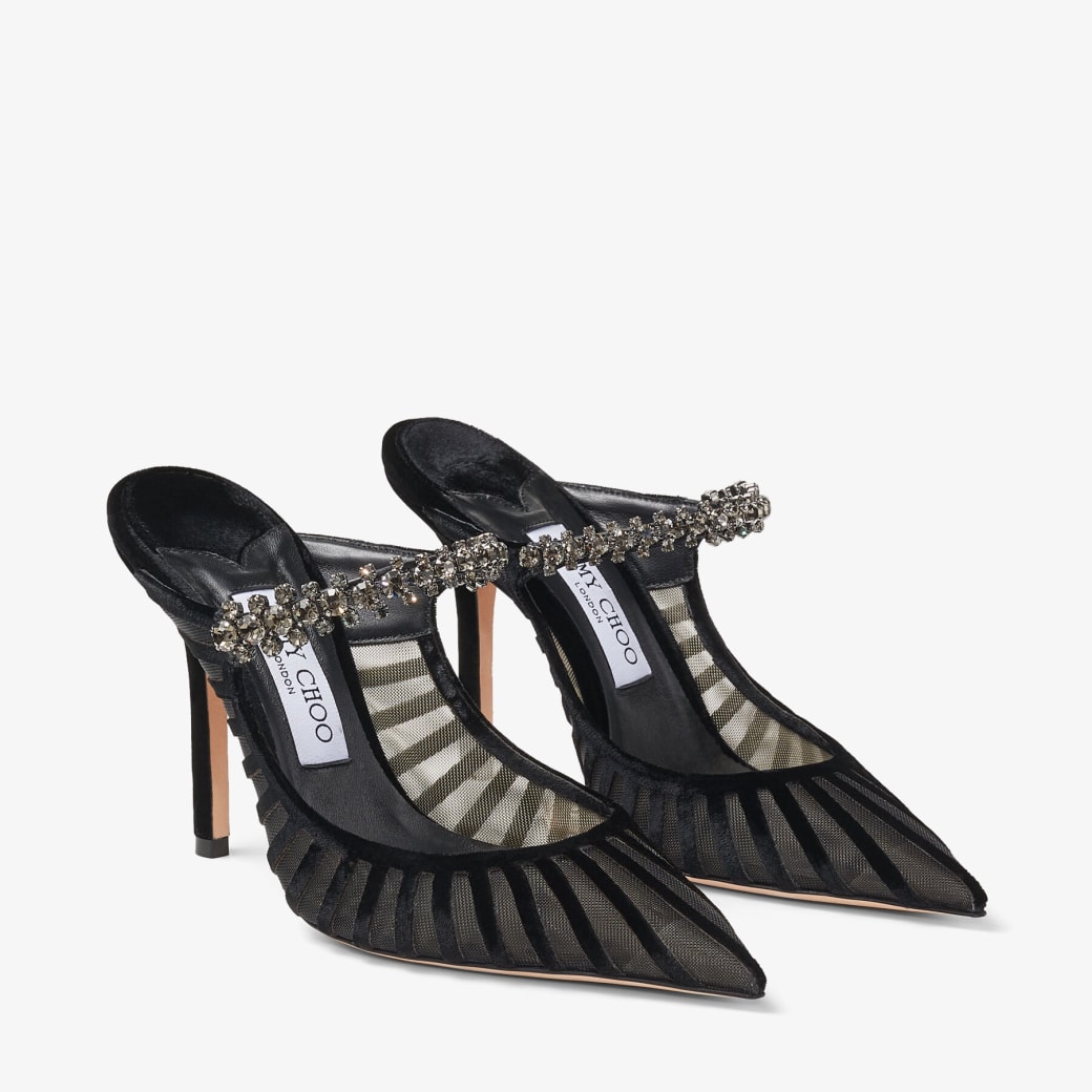 Black and top white striped mules