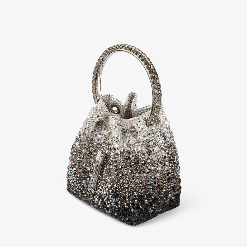 BON BON Black Satin Bag with Crystals JIMMY CHOO