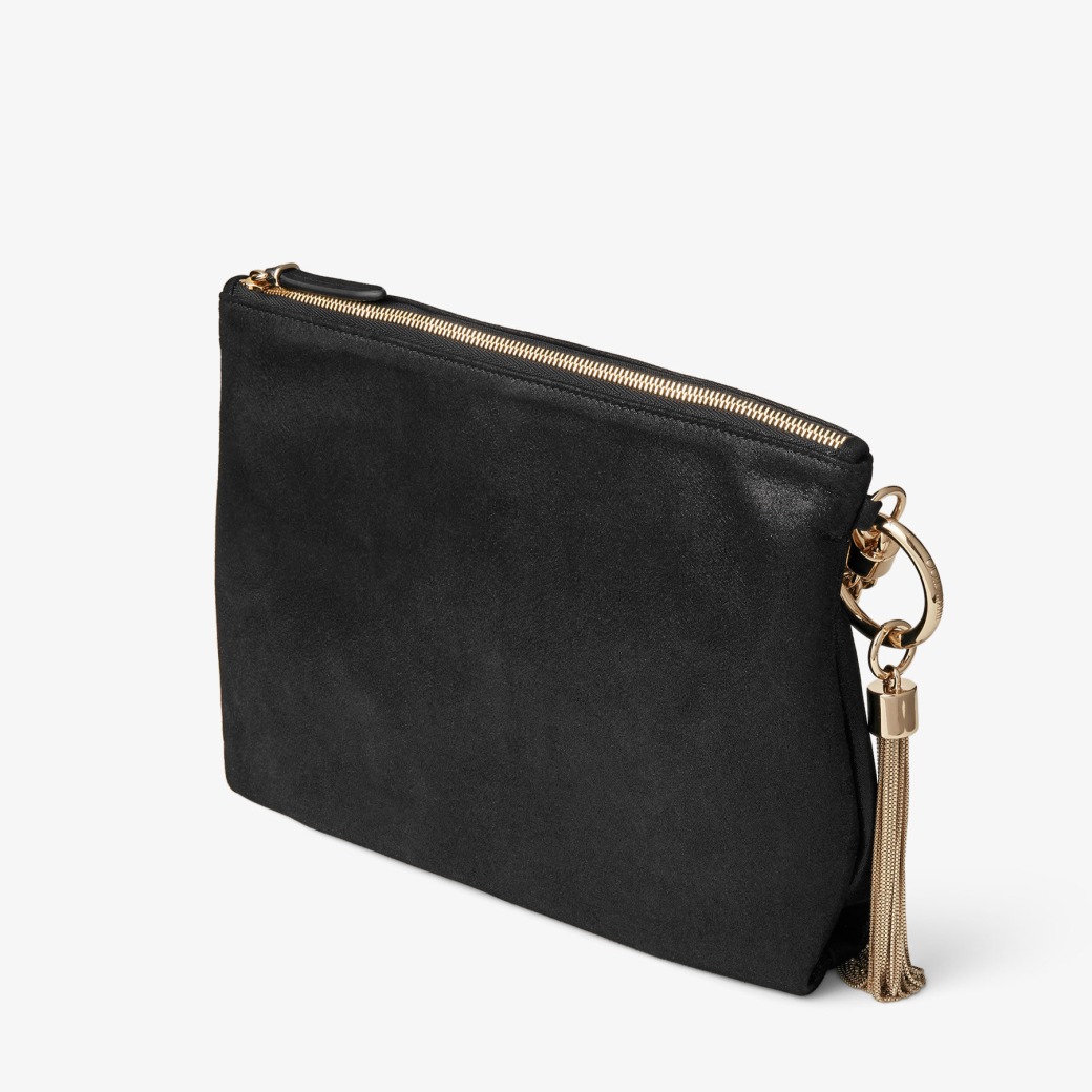 Small black suede clutch sale bag