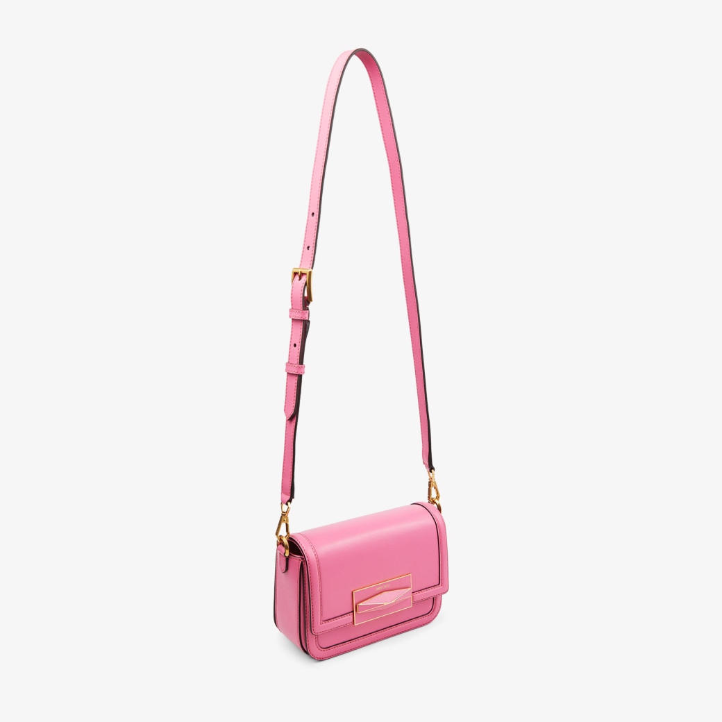 Diamond Crossbody Candy Pink Smooth Calf Leather Bag New